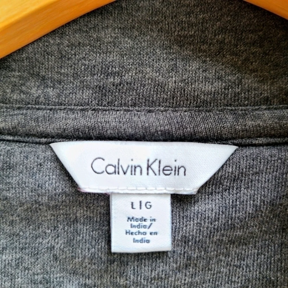 Calvin Klein Zipper Front Cotton Blend Sweatshirt Jacket, Size Large